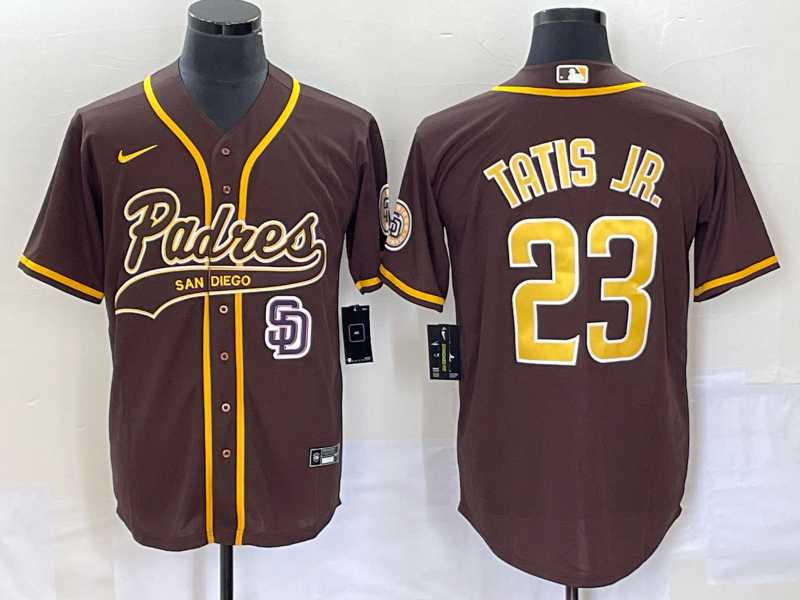 Men%27s San Diego Padres #23 Fernando Tatis Jr Brown NEW 2023 Cool Base Stitched Jersey